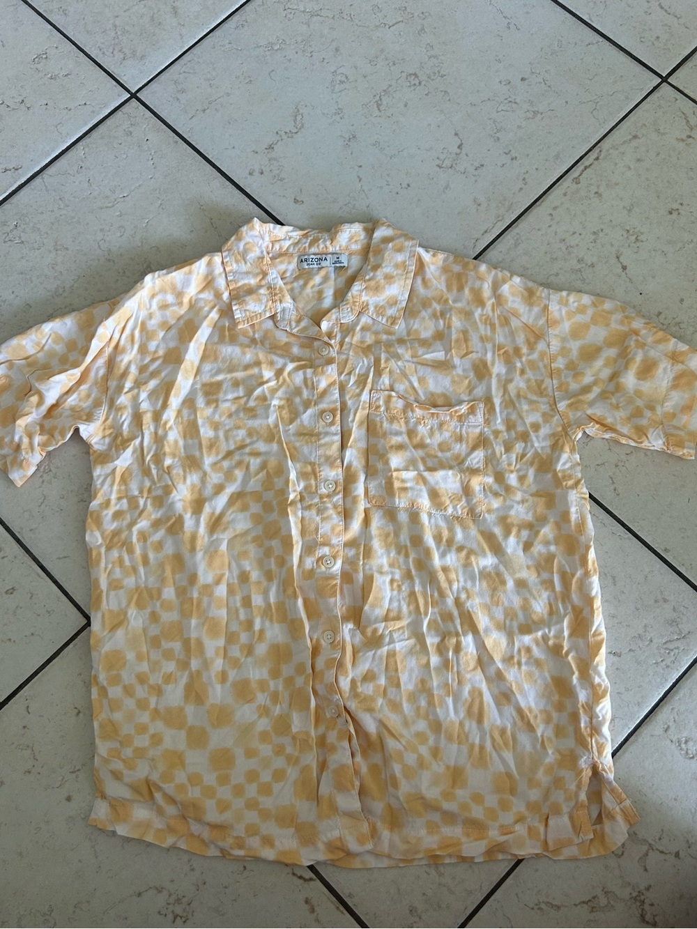 Arizona Jean Company Orange Check Short-Sleeve Button-Up Shirt